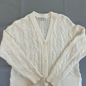 Madewell Ivory Cable Knit Cardigan